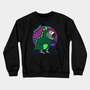 Aesthetic Vaporwave Dinosaur African Grey Parrot Crewneck Sweatshirt